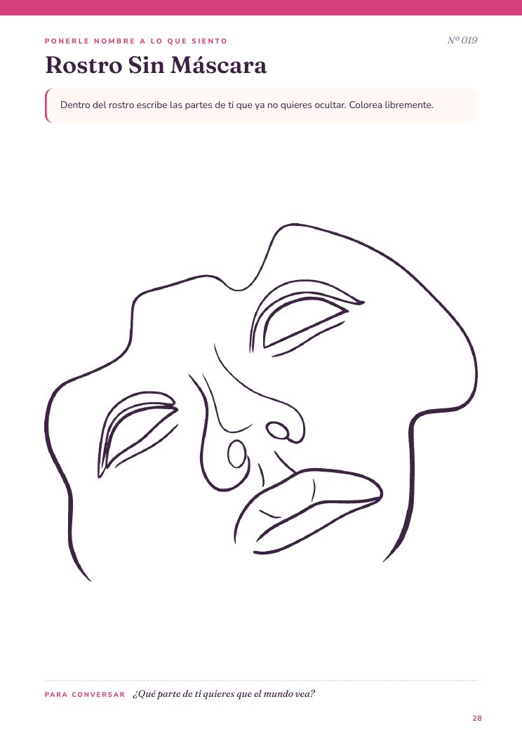 Página real del cuaderno: Rostro Sin Máscara