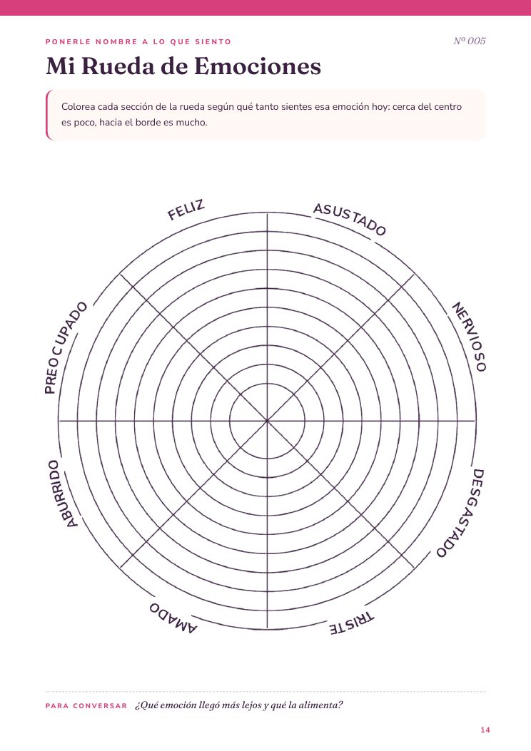 Página real del cuaderno: Mi Rueda de Emociones