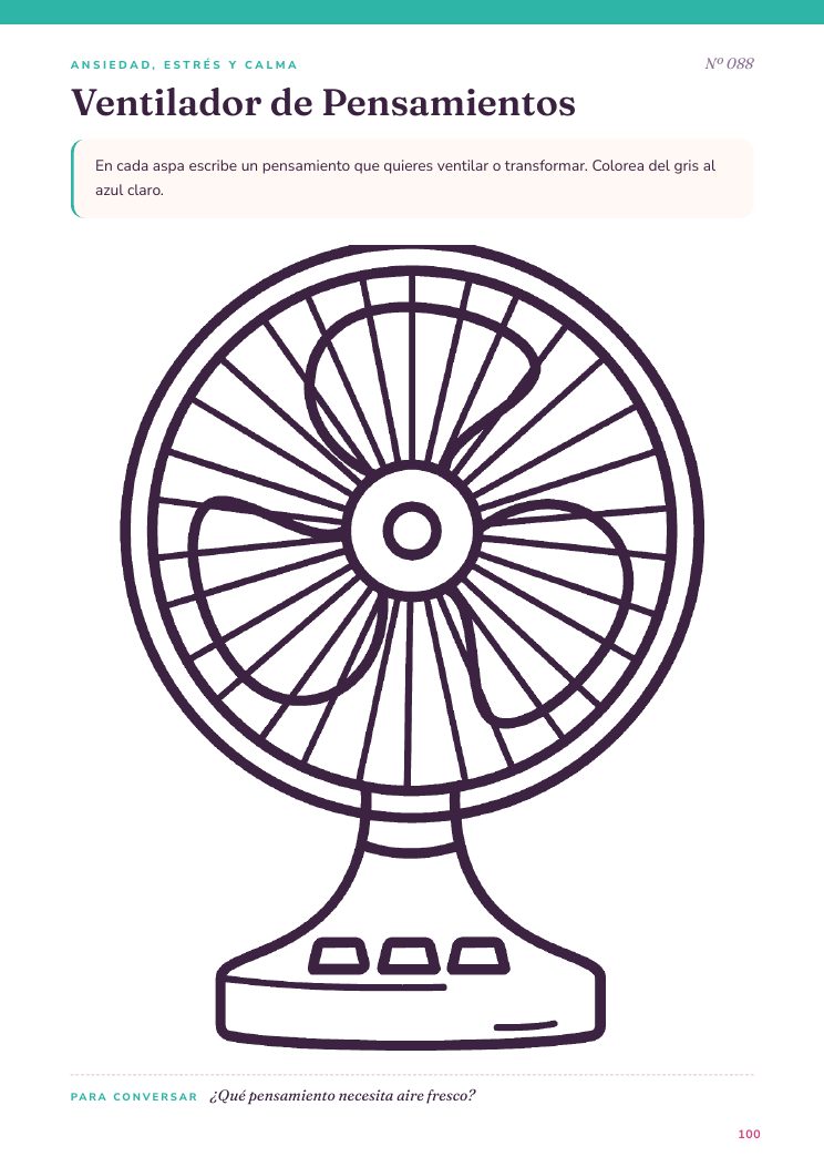 Página real del cuaderno: Ventilador de Pensamientos