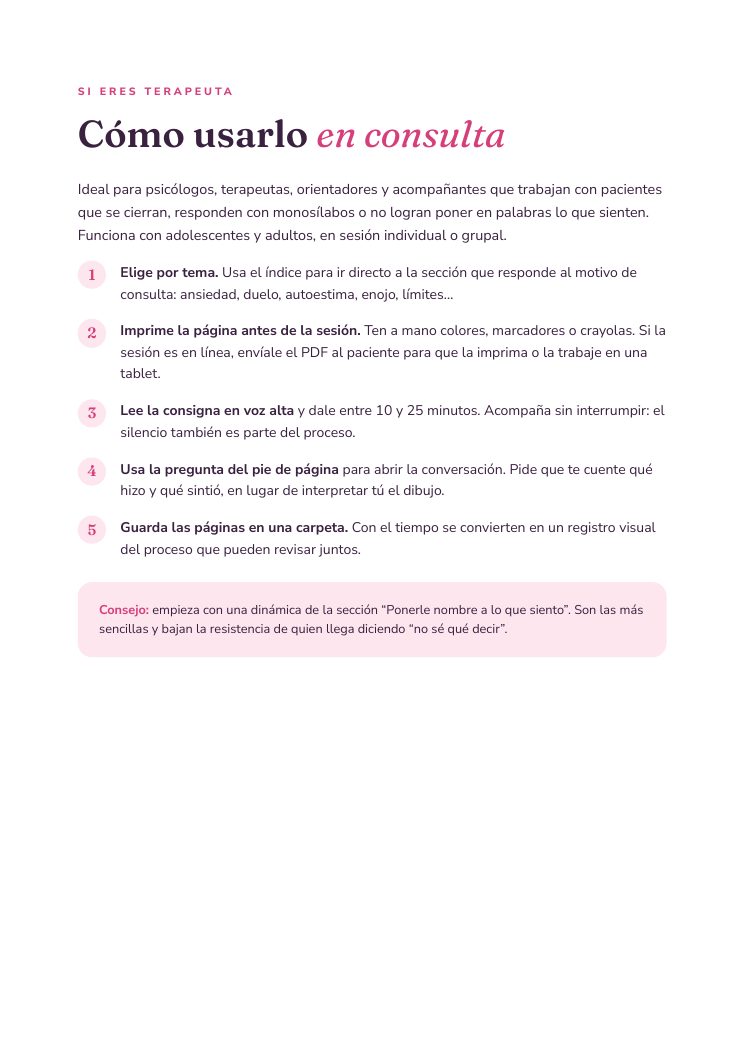 Página real del cuaderno: Cómo usarlo en consulta